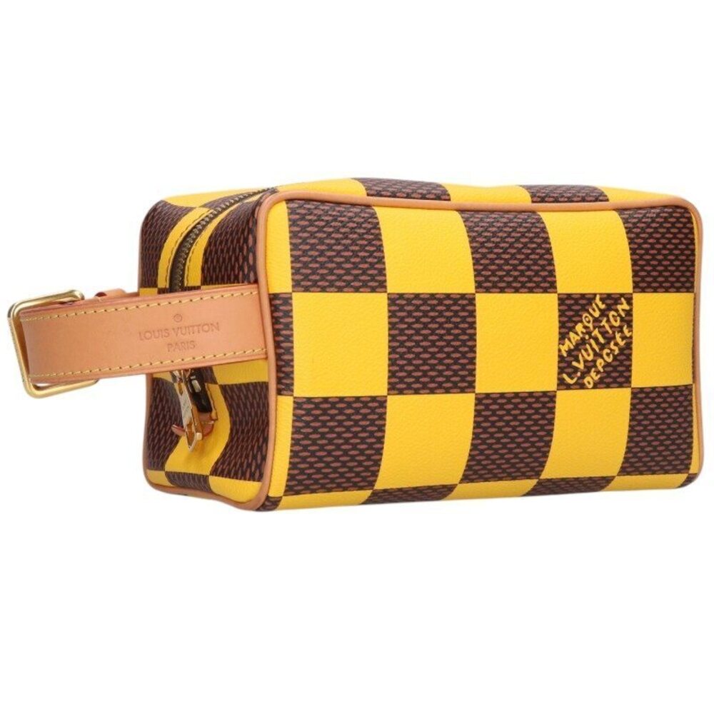 Louis Vuitton Locker Dopp Damier Handbag Yellow Brown